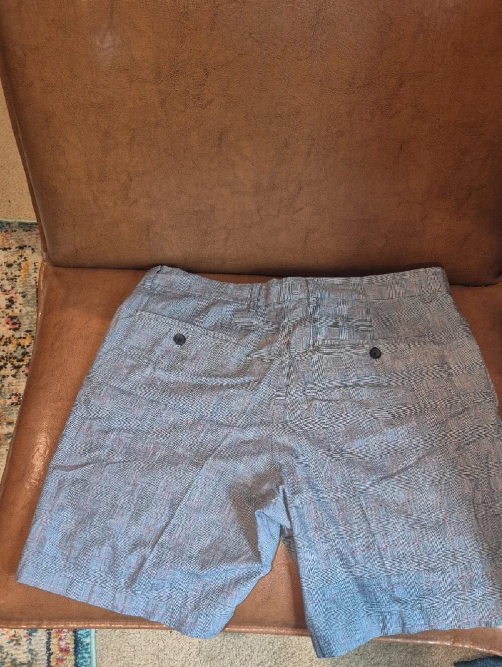 BANANA REPUBLIC Men's Light GRAY Plaid Stretch Shorts
